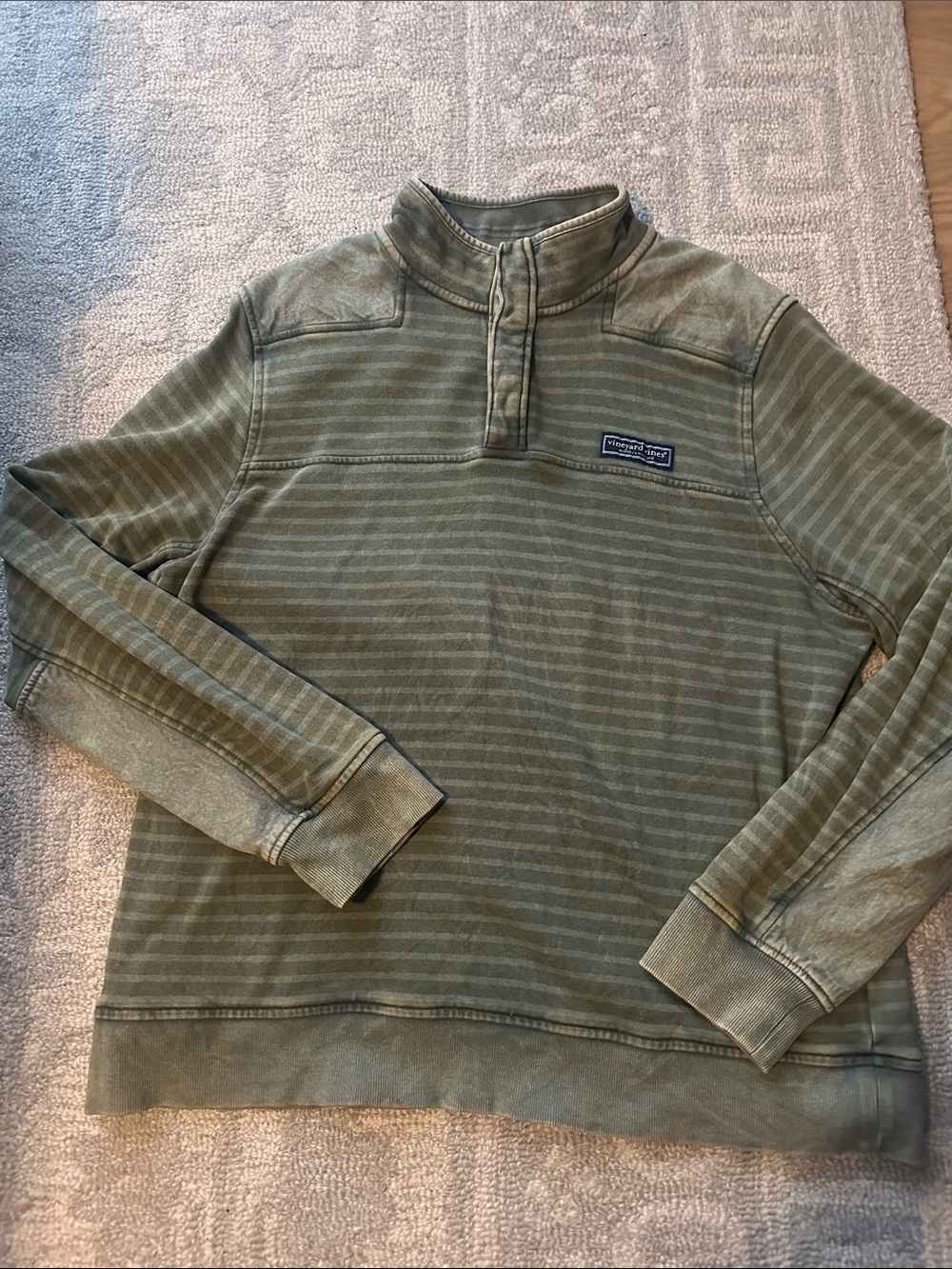 Vineyard Vines Green 1/4-Zip Woodhouse Dye Shep Shirt | L